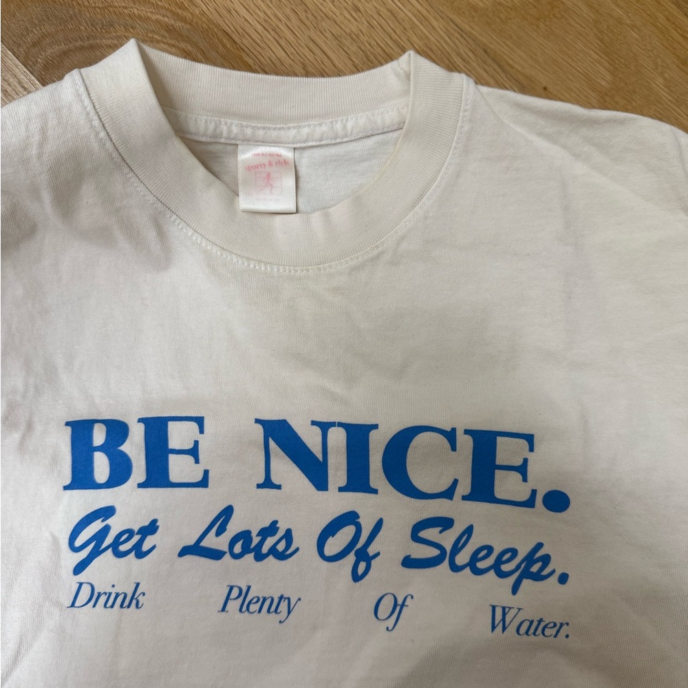 Sporty & Rich White Tee with Blue Text